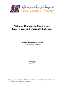 National Dialogue in Sudan: Past Experiences and Current Challenges
