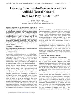 Learning from Pseudo-Randomness with an Artificial Neural Network – Does God Play Pseudo-Dice?