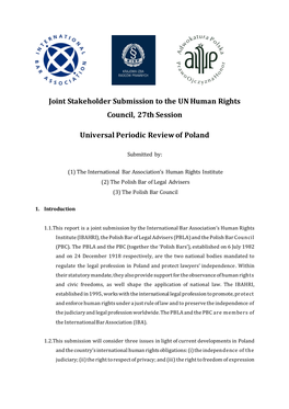 Joint Stakeholder Submission to the UN Human Rights Council, 27Th Session