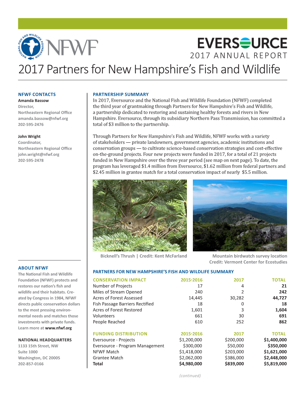 2017 Partners for New Hampshire's Fish and Wildlife
