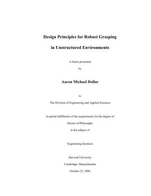 Design Principles for Robust Grasping in Unstructured Environments