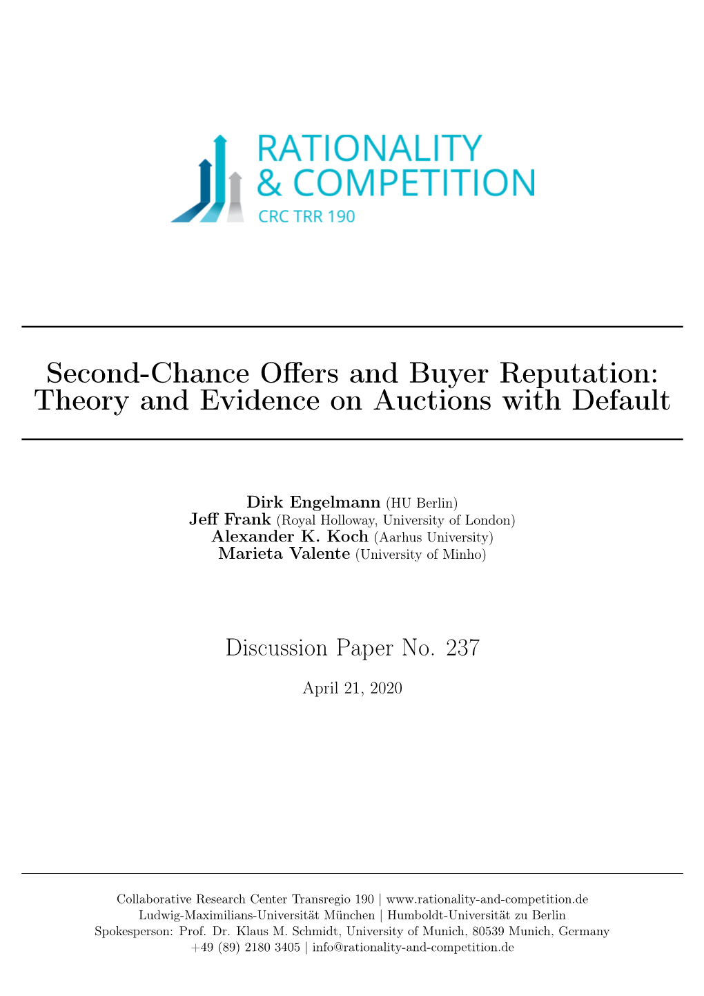Second-Chance Offers and Buyer Reputation: Theory and Evidence on Auctions with Default