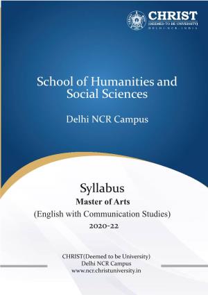 Syllabus School of Humanities and Social Sciences