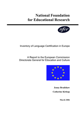 Inventory of Language Certification in Europe a Report to the European