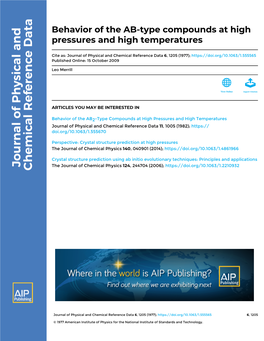 Behavior of the AB-Type Compounds at High Pressures and High Temperatures