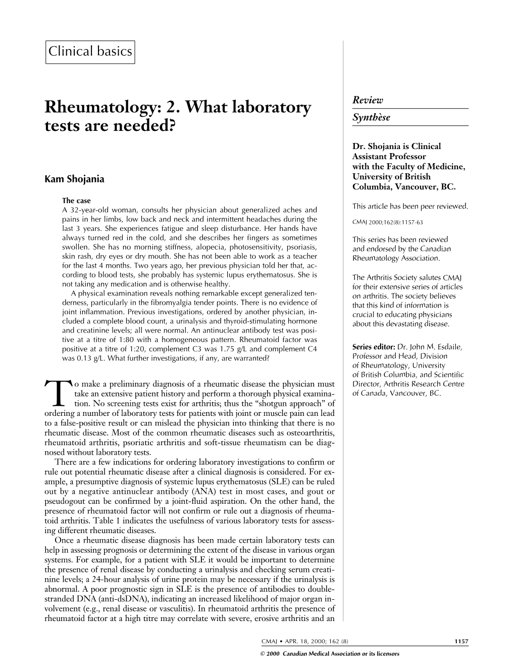 Rheumatology: What Laboratory Tests Are Needed?