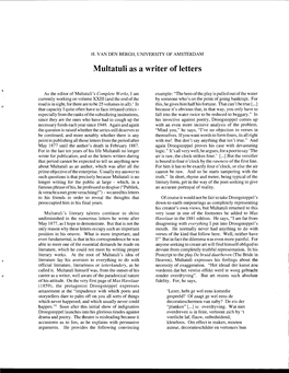 Multatuli As a Writer of Letters