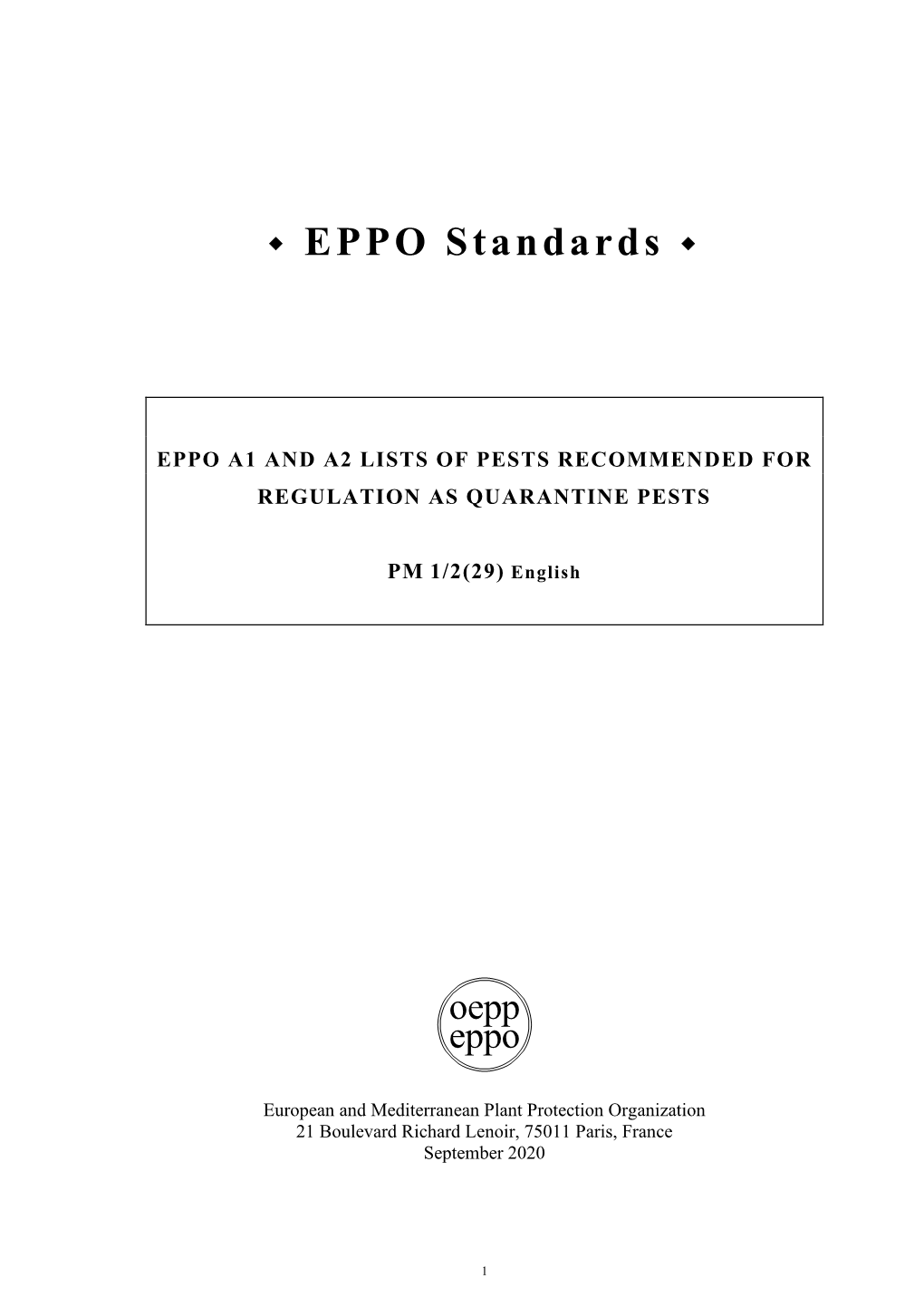 EPPO Standard PM 1/2(8)