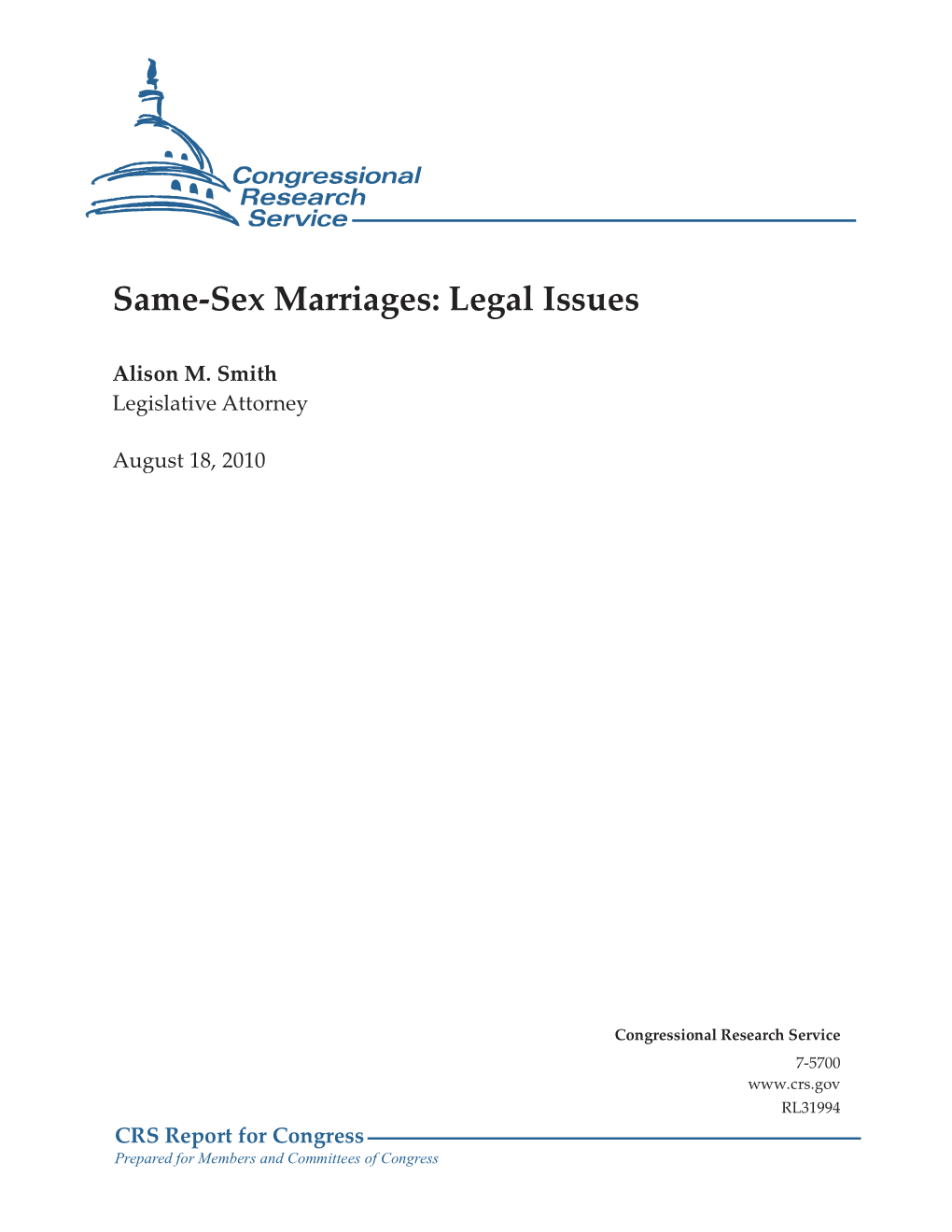Same-Sex Marriages: Legal Issues