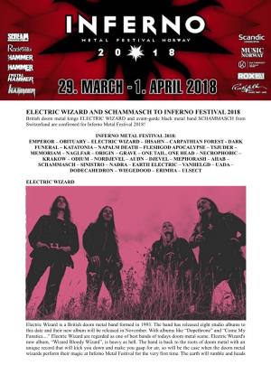 Electric Wizard and Schammasch to Inferno