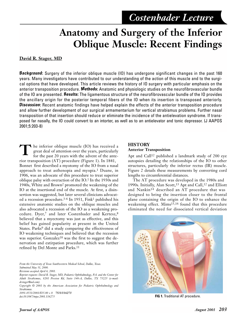 Costenbader Lecture Anatomy and Surgery of the Inferior Oblique Muscle: Recent Findings