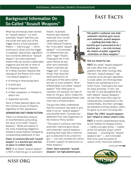 Background Info on So-Called "Assault Weapons"