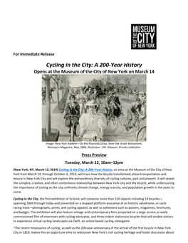 Cycling in the City: a 200‐Year History Opens at the Museum of the City of New York on March 14
