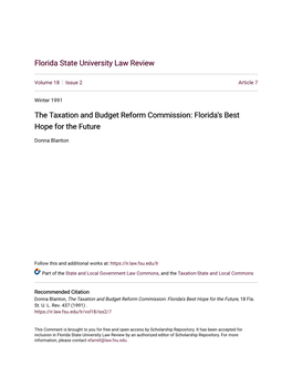 The Taxation and Budget Reform Commission: Florida's Best Hope for the Future