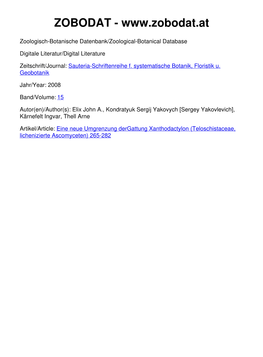 A New Circumscription of the Genus Xanthodactylon (Teloschistaceae, Lichenized Ascomycetes)