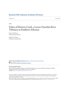 Fishes of Morrow Creek, a Lower Ouachita River Tributary, in Southern Arkansas Henry W