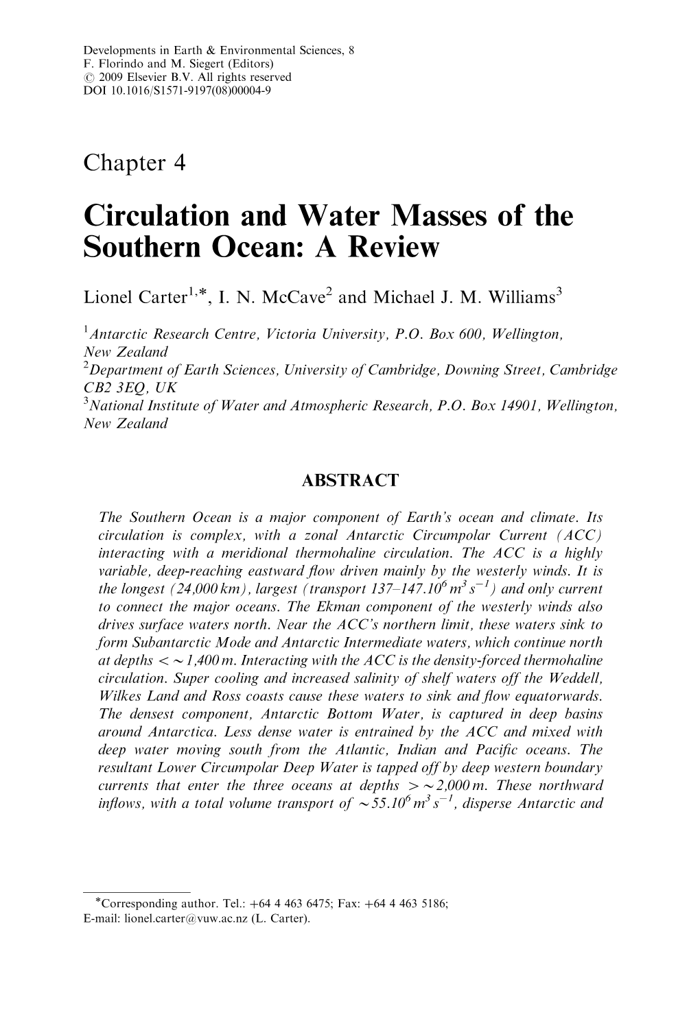 Circulation and Water Masses of the Southern Ocean: a Review