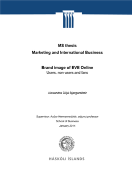 MS Thesis Marketing and International Business Brand Image of EVE Online