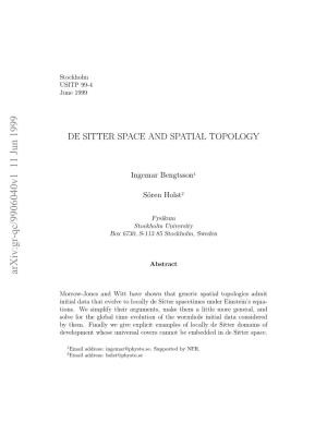 De Sitter Space and Spatial Topology