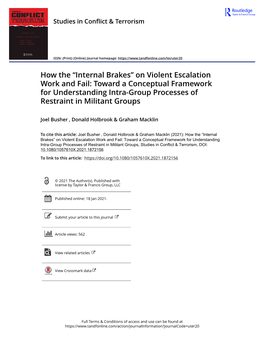 How the “Internal Brakes” on Violent Escalation Work and Fail: Toward a Conceptual Framework for Understanding Intra-Group Processes of Restraint in Militant Groups