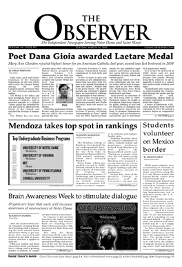 Poet Dana Gioia Awarded Laetare Medal Mendoza Takes Top Spot In