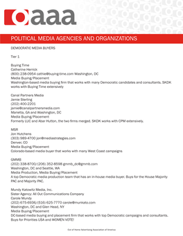 Political Media Agencies and Organizations