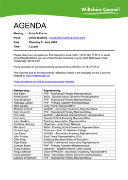 (Public Pack)Agenda Document for Schools Forum, 11/06/2020 13:30