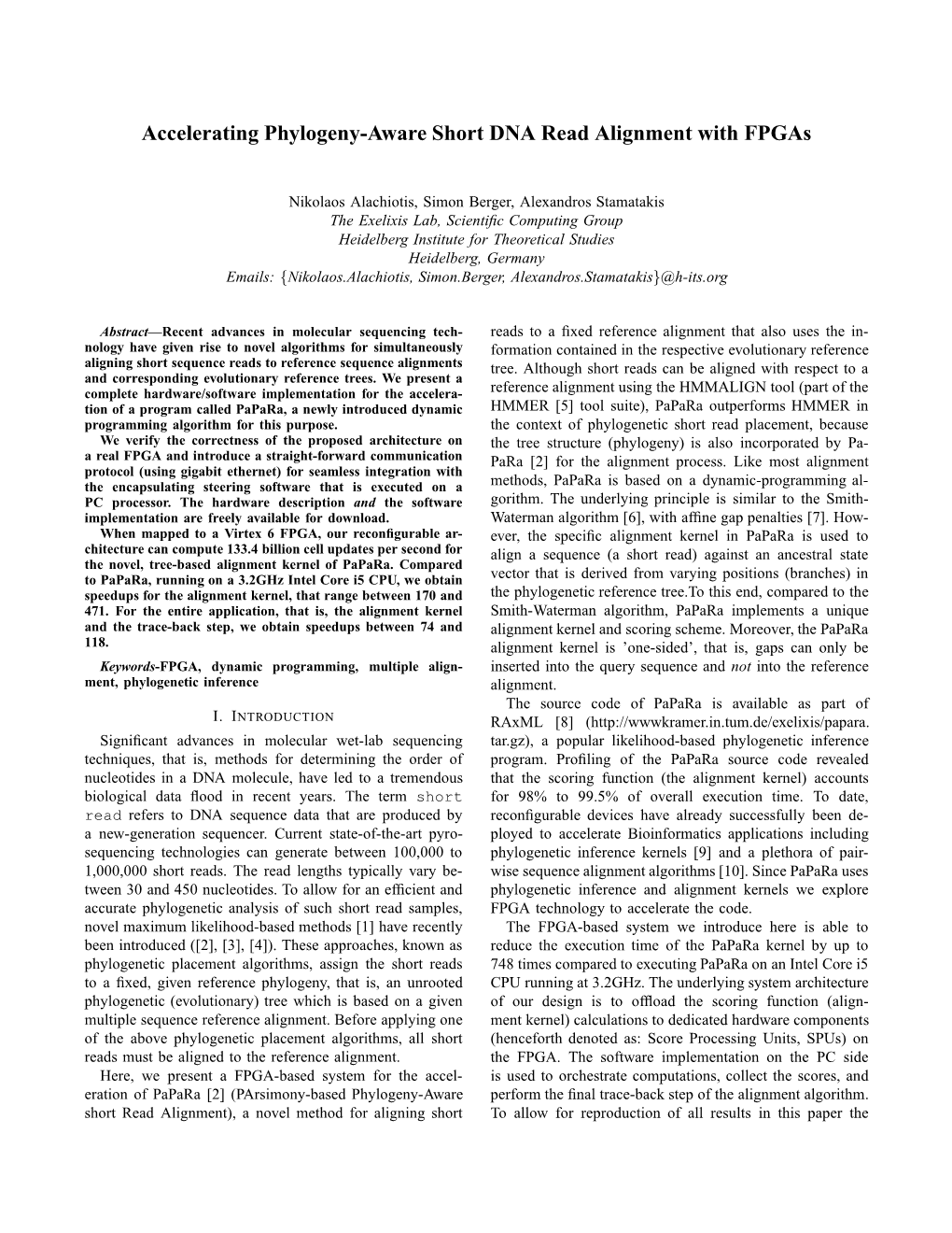 Accelerating Phylogeny-Aware Short DNA Read Alignment with Fpgas