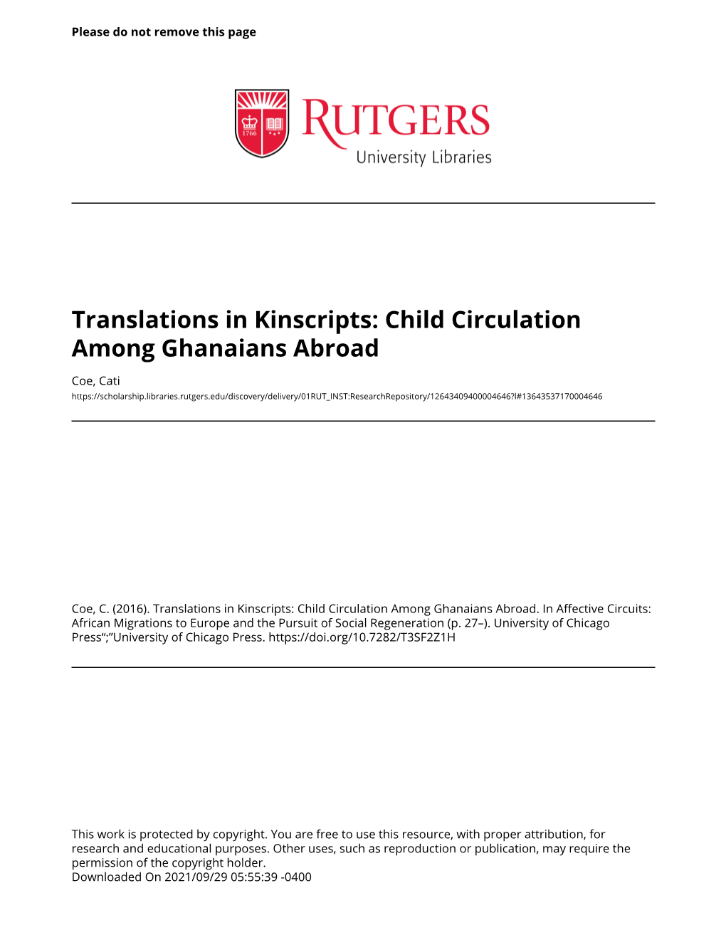 Child Circulation Among Ghanaians Abroad