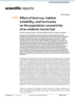 Effect of Land Use, Habitat Suitability, and Hurricanes on The