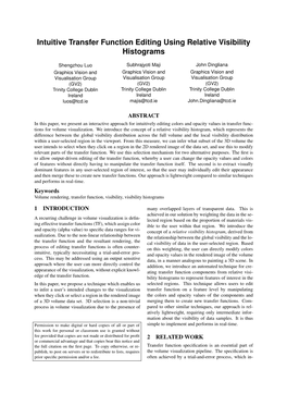 Intuitive Transfer Function Editing Using Relative Visibility Histograms