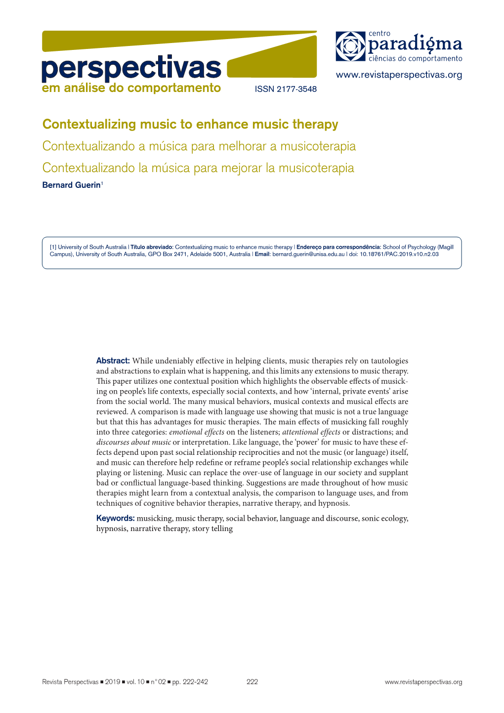 Contextualizing Music to Enhance Music Therapy