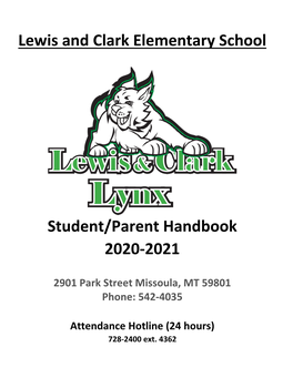 Lewis and Clark Elementary School Student/Parent Handbook 2020-2021