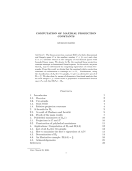 Computation of Maximal Projection Constants
