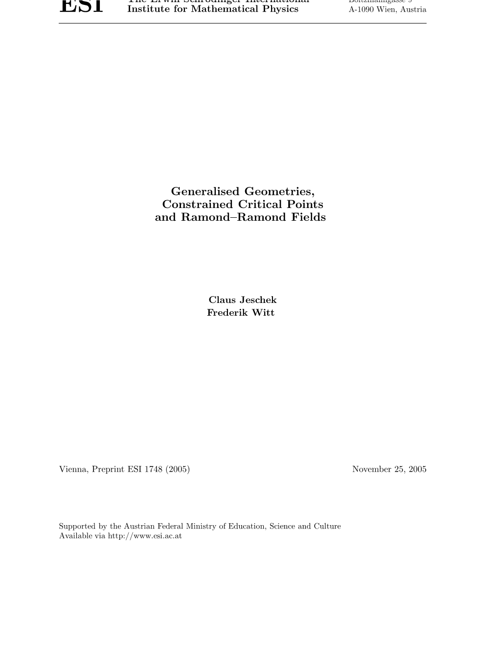 Generalised Geometries, Constrained Critical Points and Ramond–Ramond Fields