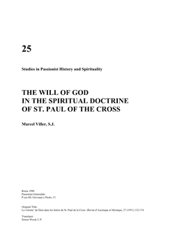 The Will of God in the Spiritual Doctrine of St
