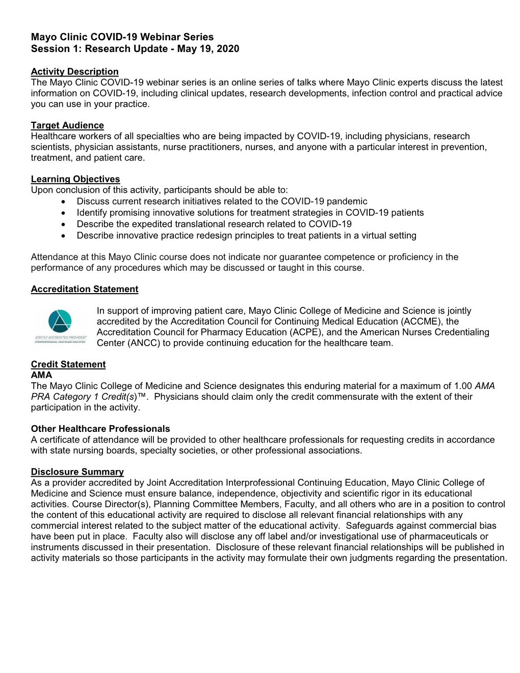 Enduring Materials Application – Medical Grand Rounds #1886