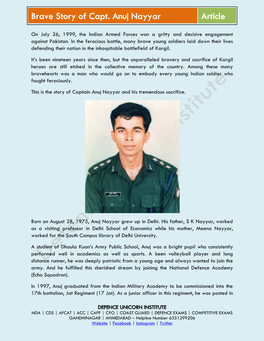 Brave Story of Capt. Anuj Nayyar