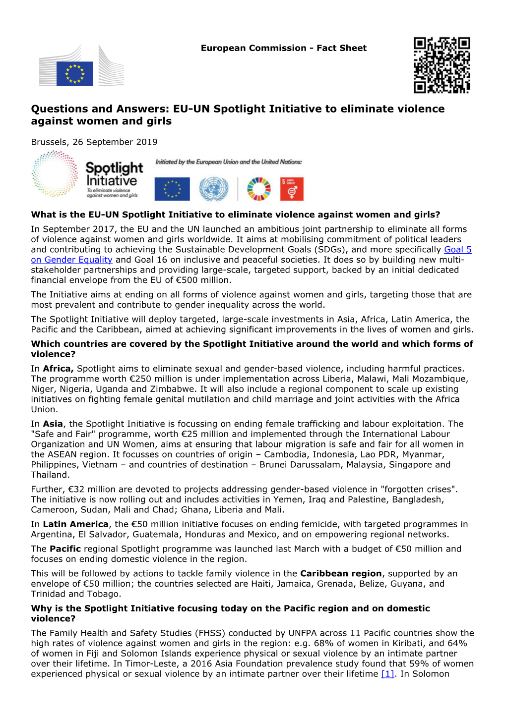 EU-UN Spotlight Initiative to Eliminate Violence Against Women and Girls