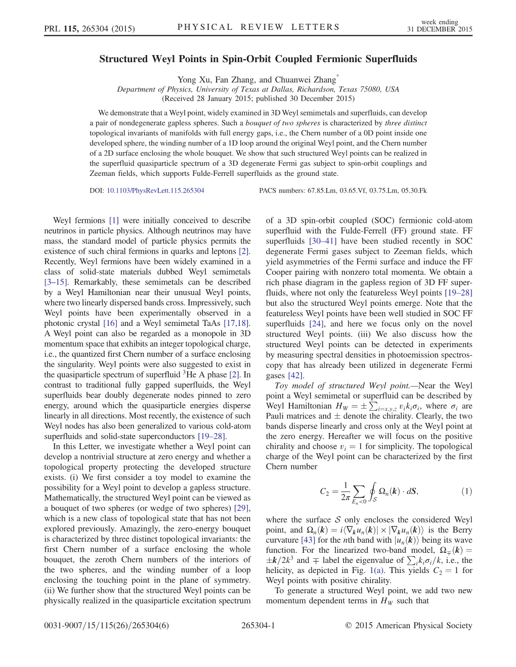 Structured Weyl Points in Spin-Orbit Coupled Fermionic Superfluids