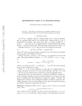 Reciprocity Laws\A La Iwasawa-Wiles