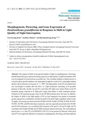 Morphogenesis, Flowering, and Gene Expression of Dendranthema Grandiflorum in Response to Shift in Light Quality of Night Interruption