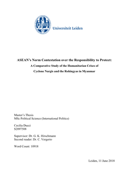 ASEAN's Norm Contestation Over the Responsibility to Protect