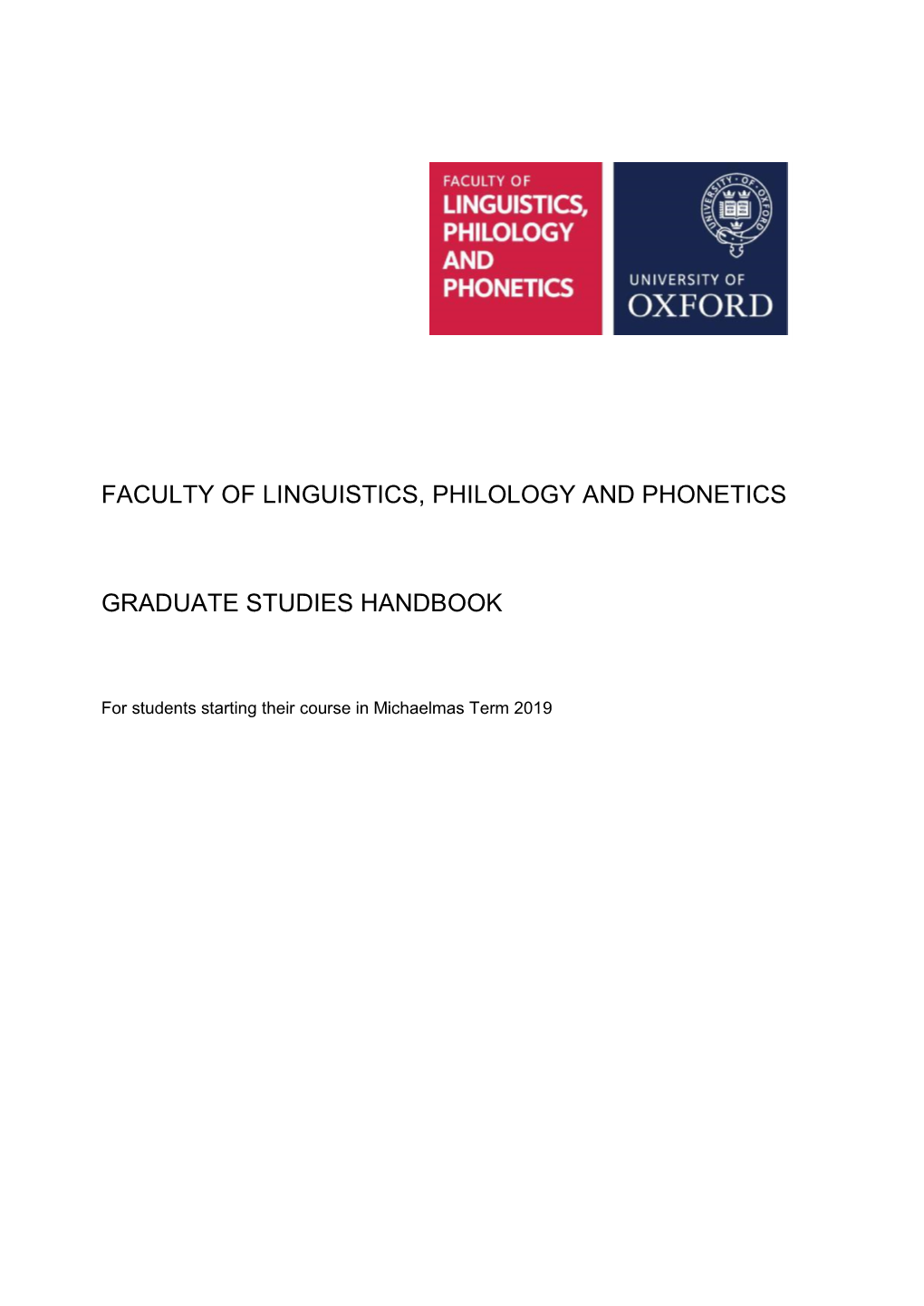 Faculty of Linguistics, Philology and Phonetics Graduate Studies Handbook