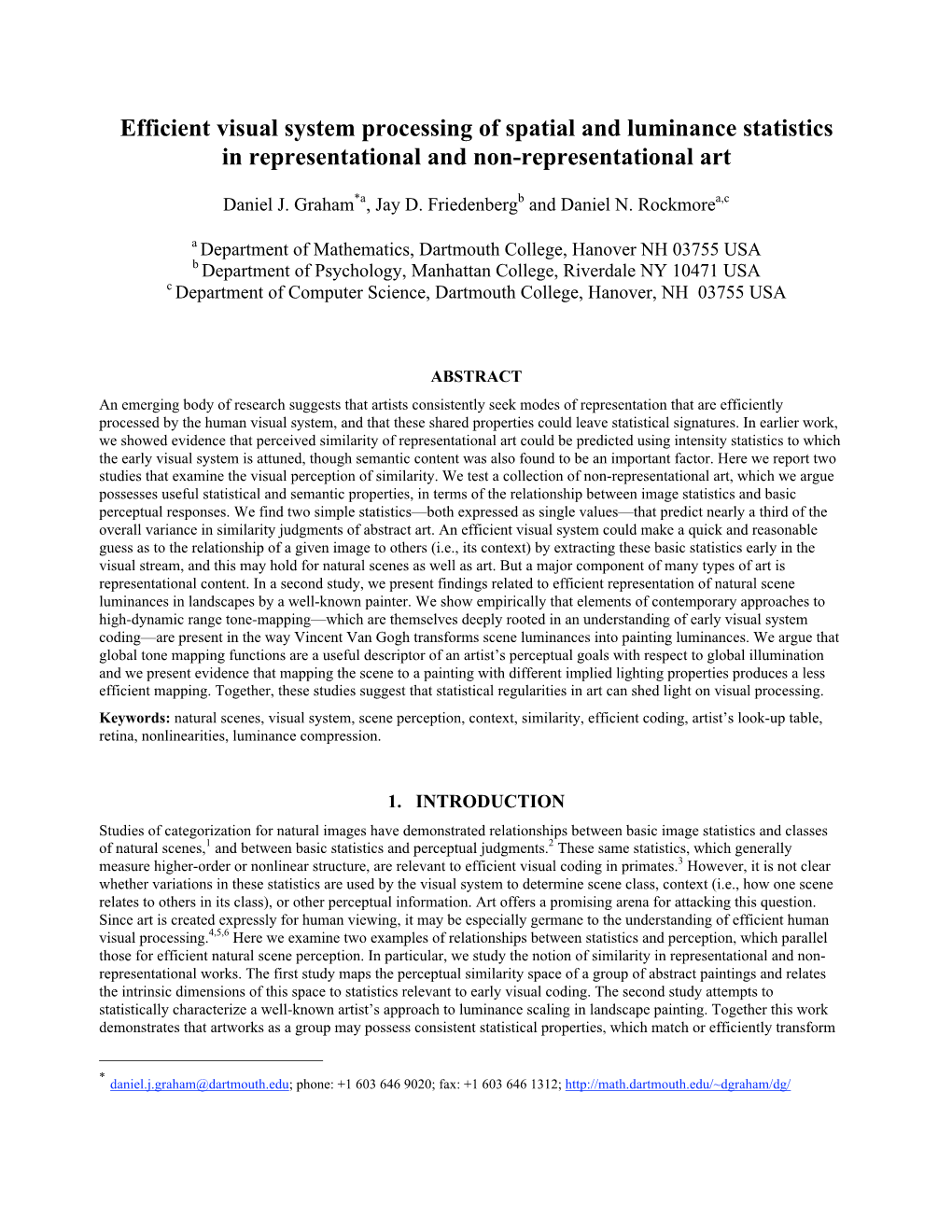 Efficient Visual System Processing of Spatial and Luminance Statistics in Representational and Non-Representational Art