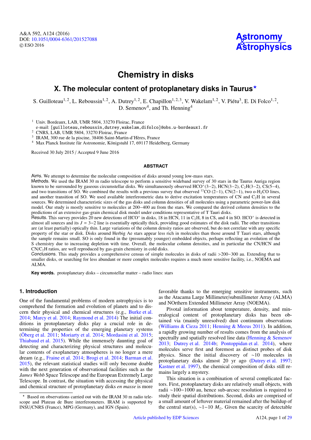 Chemistry in Disks X