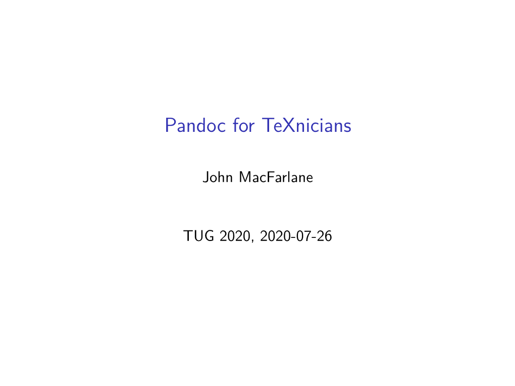 Pandoc for Texnicians