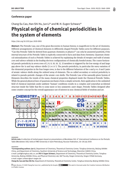 Physical Origin of Chemical Periodicities in the System of Elements