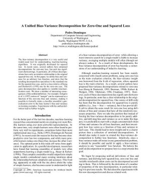 A Unified Bias-Variance Decomposition for Zero-One And