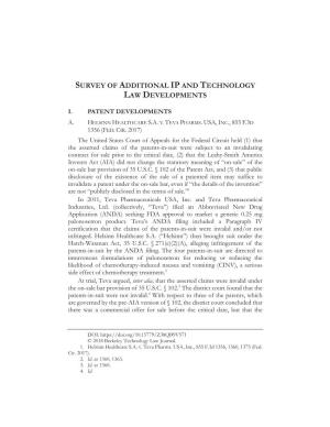 Survey of Additional Ip and Technology Law Developments